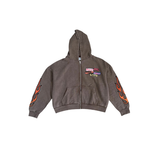 FEJAH FLAME LOGOS BOXY ZIPPER HOODIE
